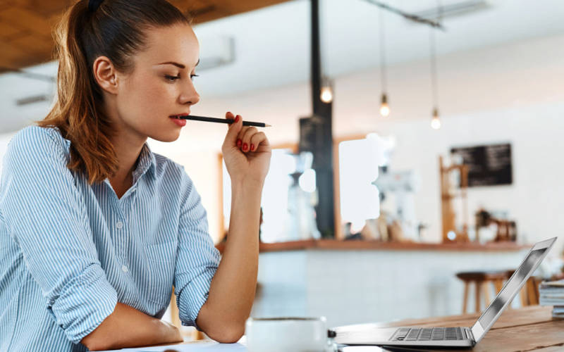 Girl learning from home