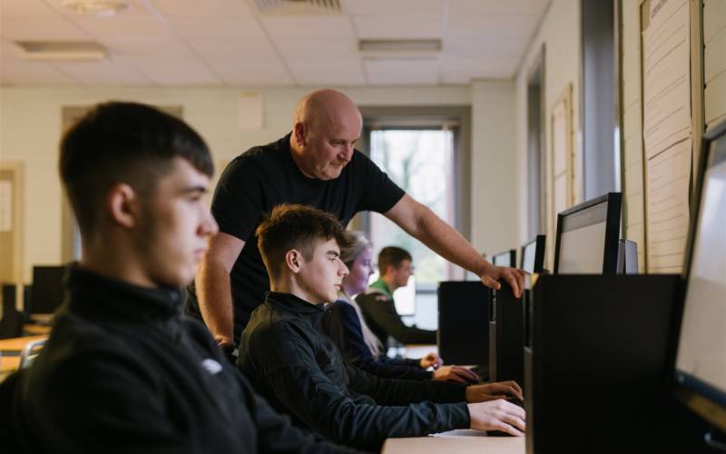 South West College students using computers in IT lab