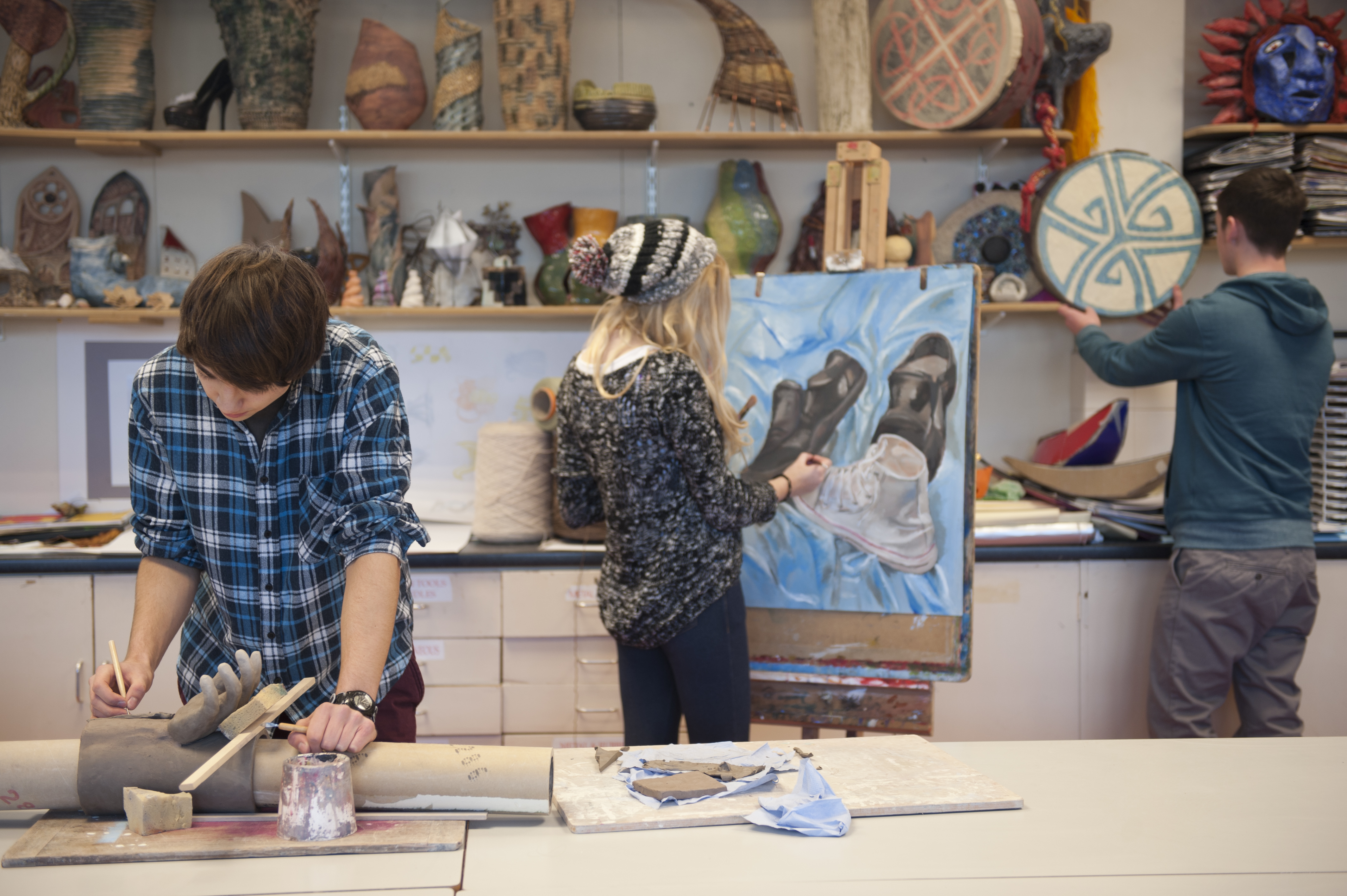 South West College students in college art studio
