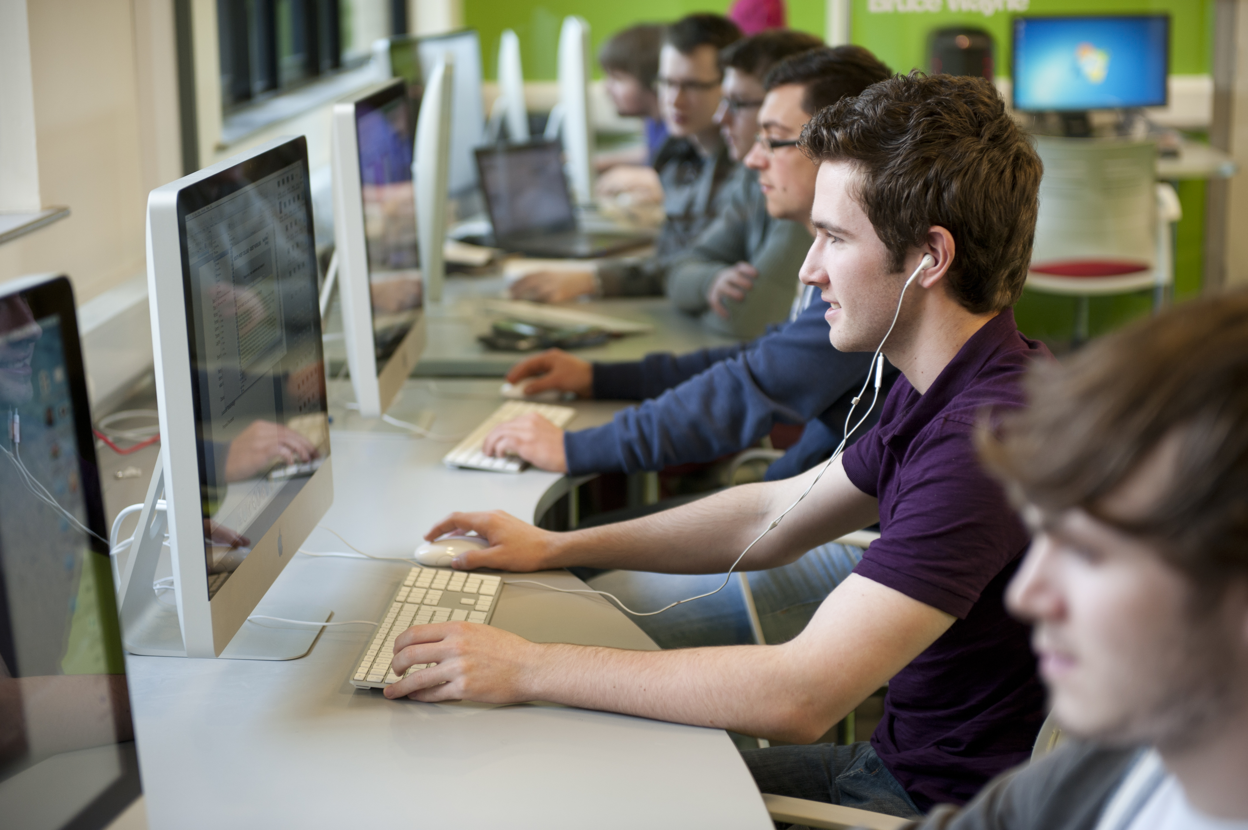 South West College students using computers in IT lab