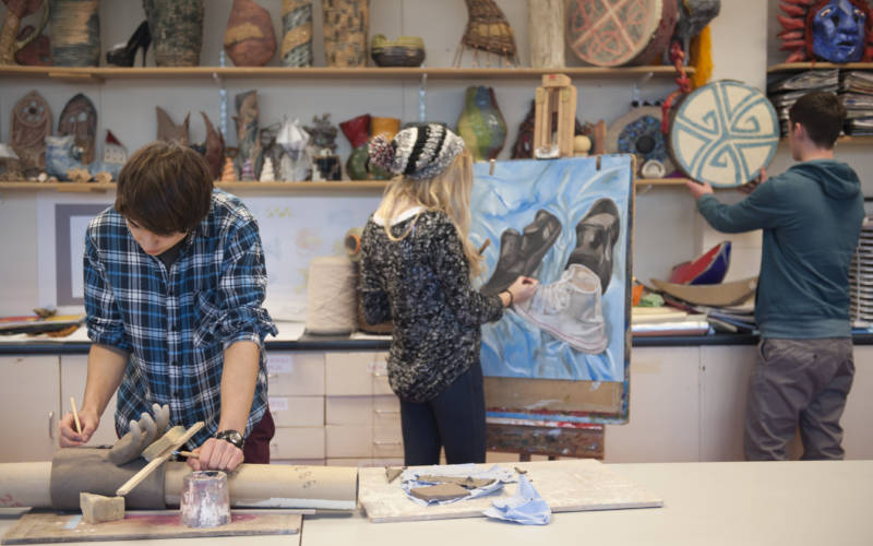 South West College students in college art studio